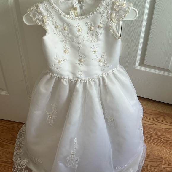 Girl's dress number 7 white with glitter - Picture 3 of 4